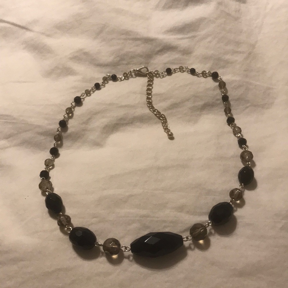 Black/smoky grey beaded necklace. - Picture 1 of 5